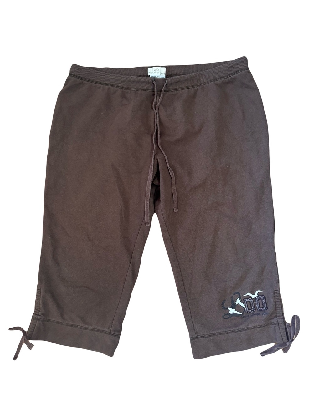 Hollister Brown Drawstring Capri Pants with Hem Ties
